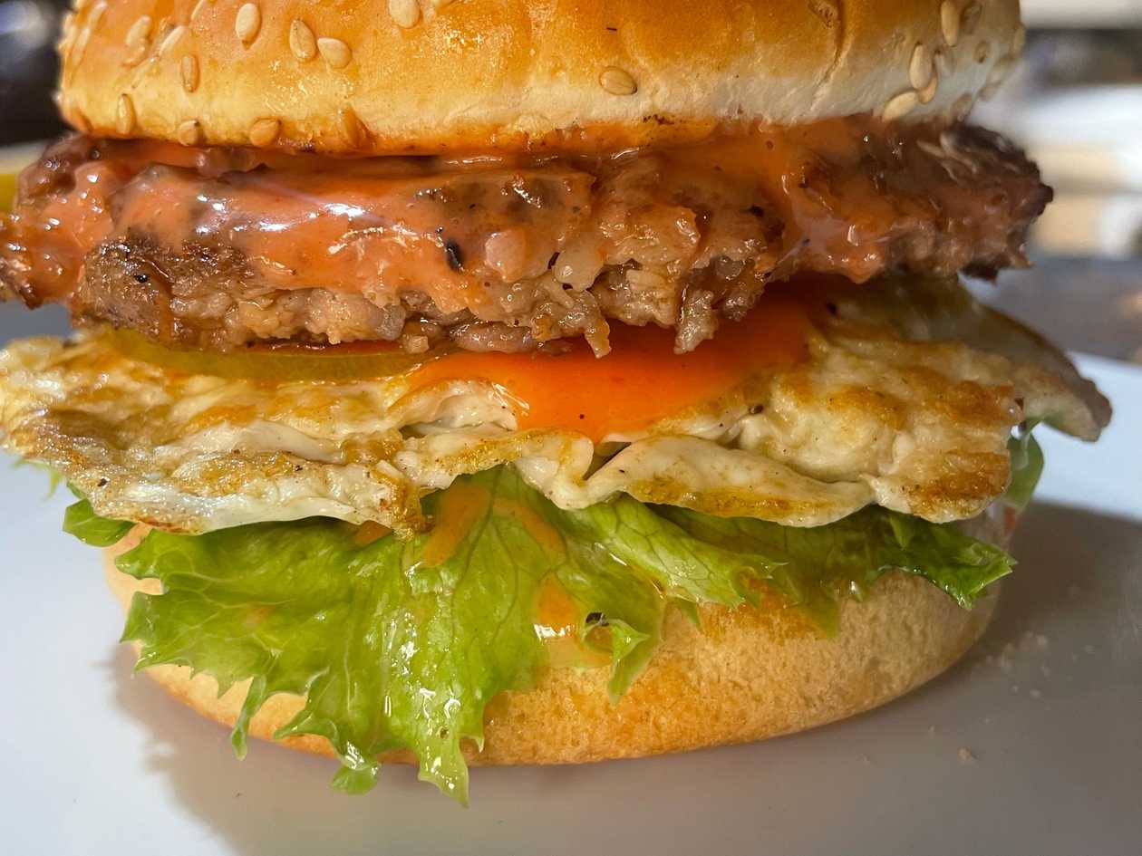 Eggsperience Burger with Fries