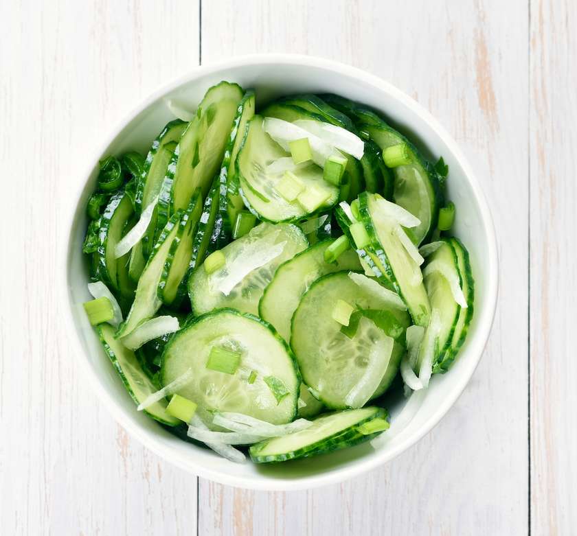 Cucumber salad in a sweet and sour dressing