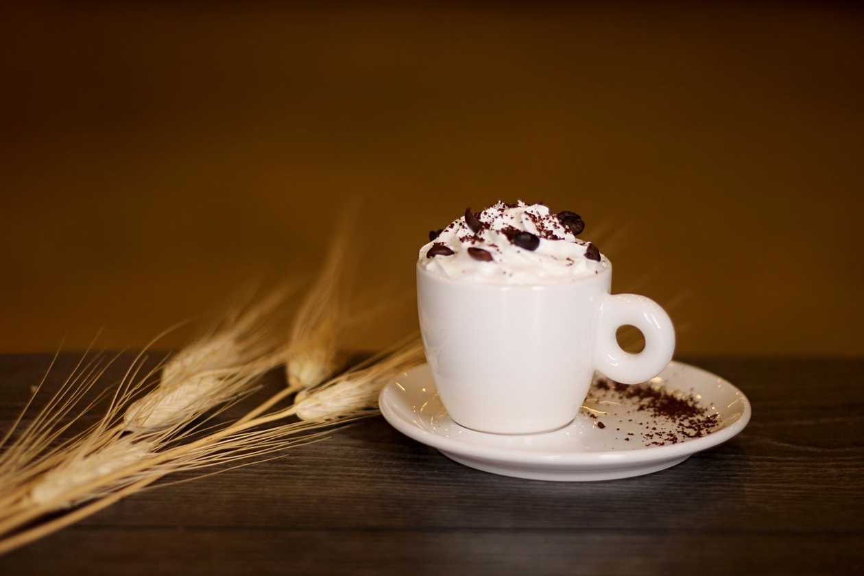 Invincible Viennese cappuccino with whipped cream and topping
