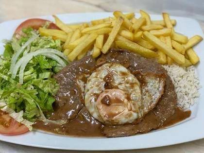 Beef Steak with Fried Egg and Fries