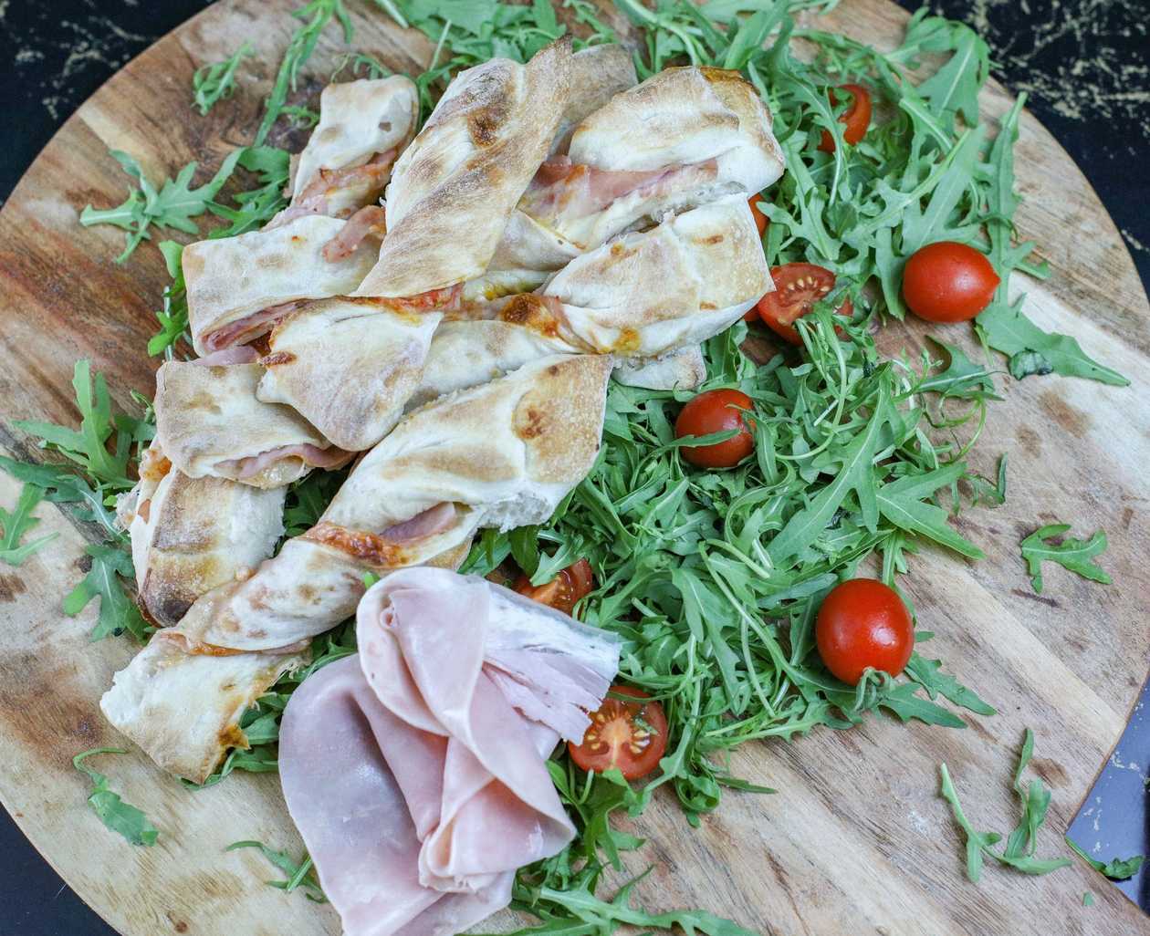 Baguette with prosciutto cotto and mozzarella
