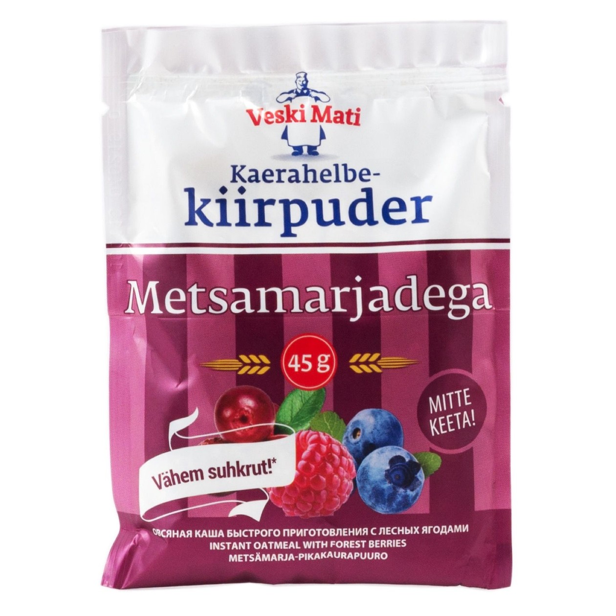 Veski Mati, kaerahelbe kiirpuder metsamarjadega, 45g (aegub peagi)