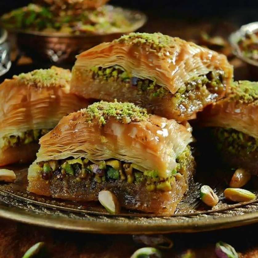 Turkish baklava with pistachio