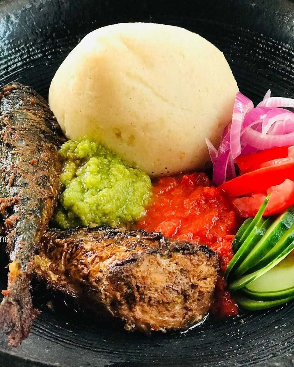 Banku/Fried Fish/Fried Egg/Sardine