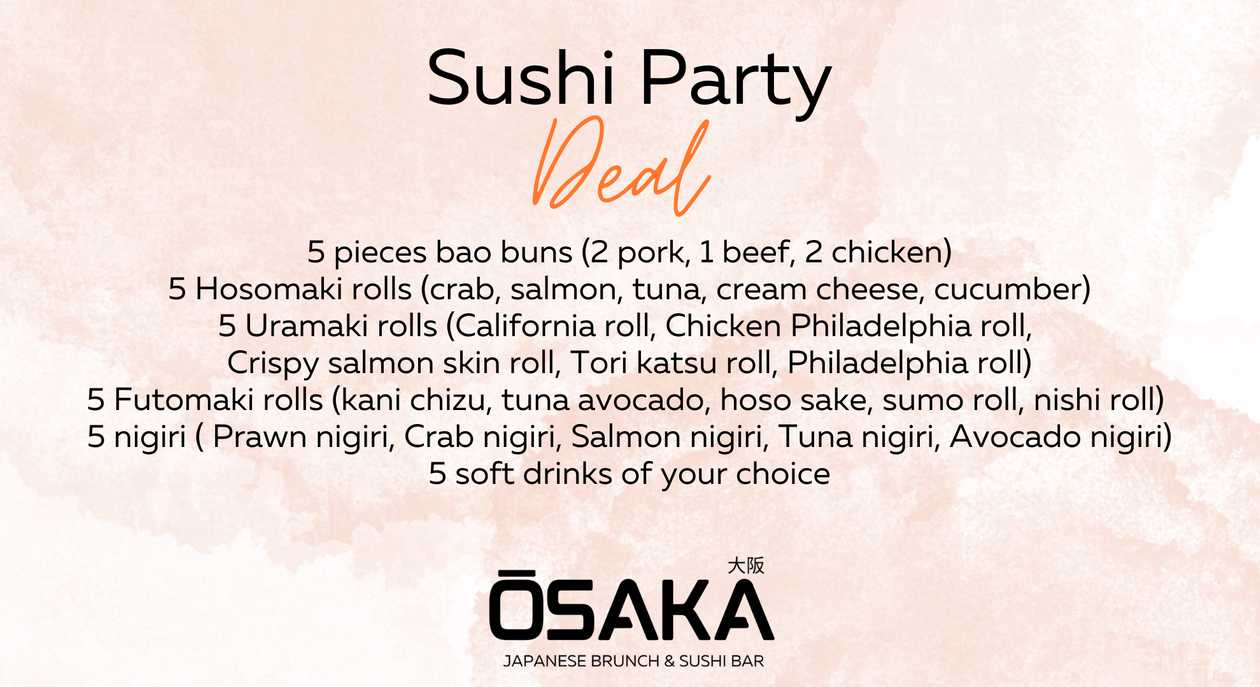 Sushi Party Deal, serves 5-7, 126 pieces