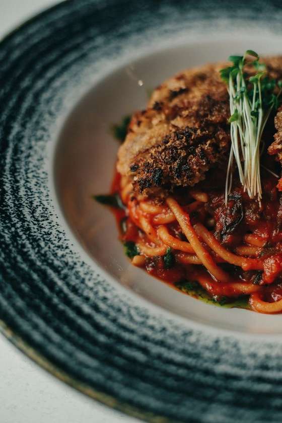 Spaghetti with Fried Veal Brains