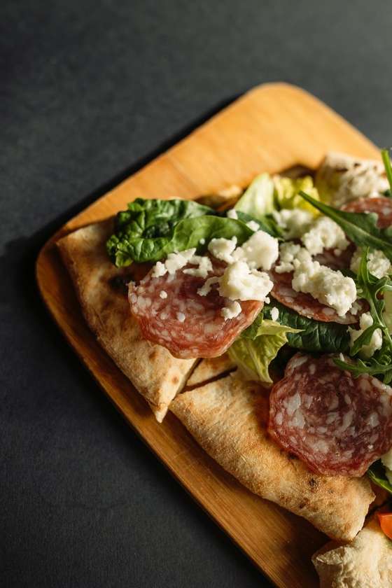 Focaccia with farm salami