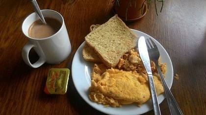 Hot Chocolate with Fried Egg and Toasted Bread