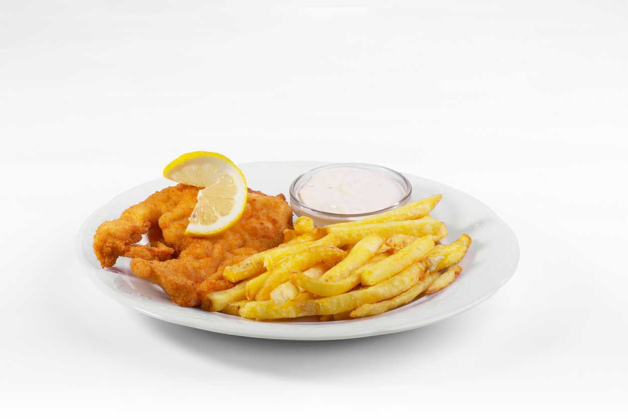 Fried chicken steak, french fries