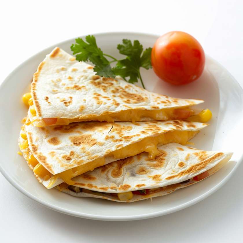 Quesadilla 4 druhy sýra s kuřecím masem a hranolkami