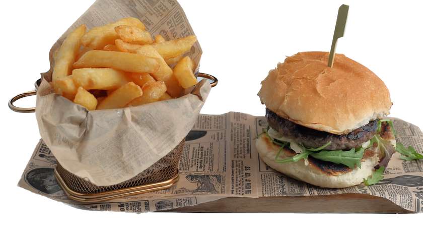 Hamburger with Fries & Salad