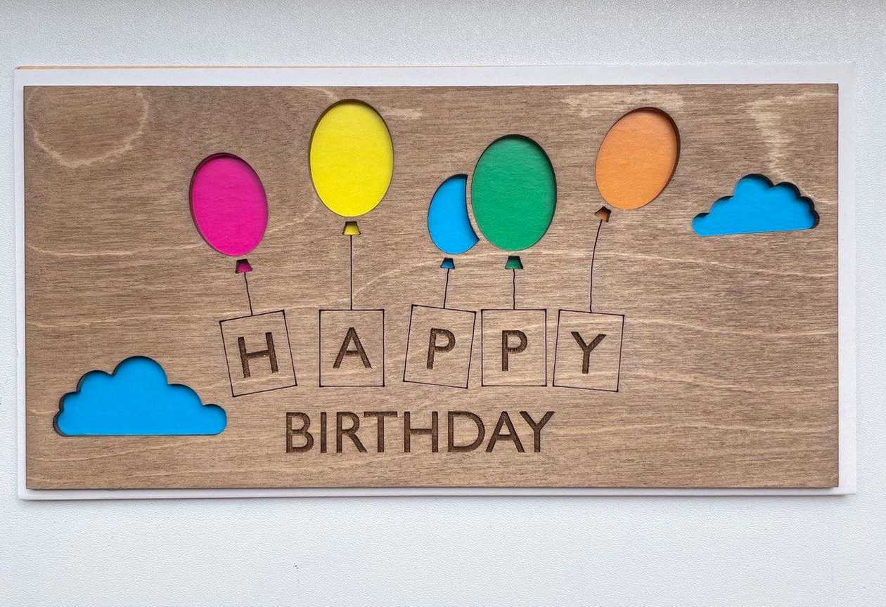 Wooden handmade card "Congratulations!"