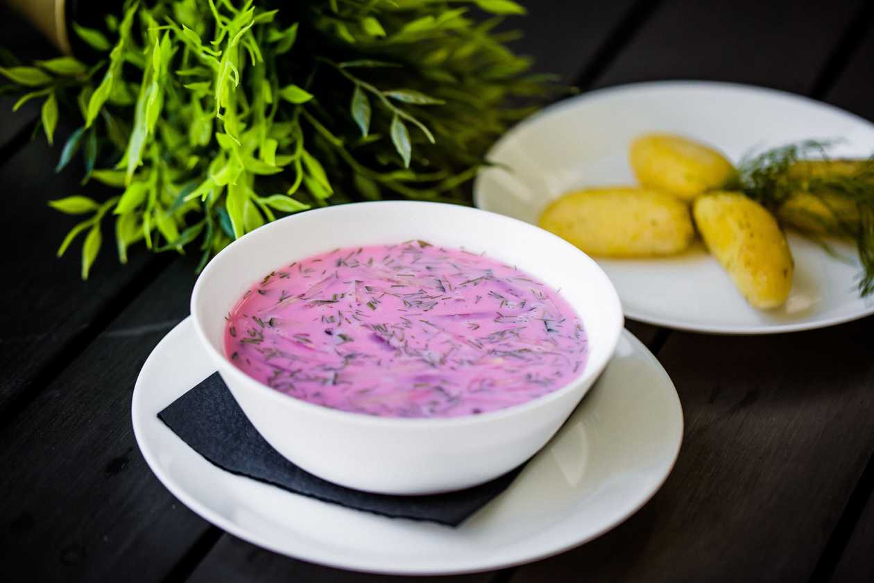 Cold beetroot soup with potatoes