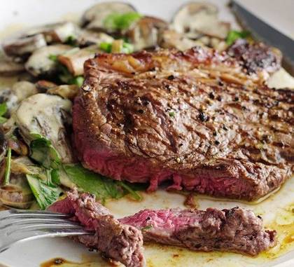 Cheesy Mushroom Flamberg Steak