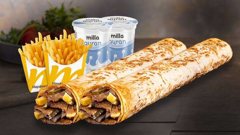 2 Nəfərlik Ət Dönəri Dürüm Menyu (Böyük)