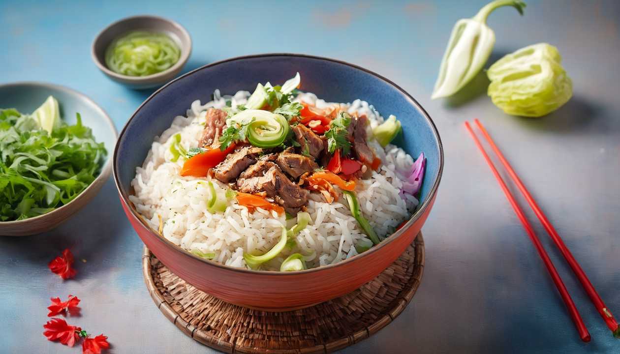 Rice with pork tenderloin