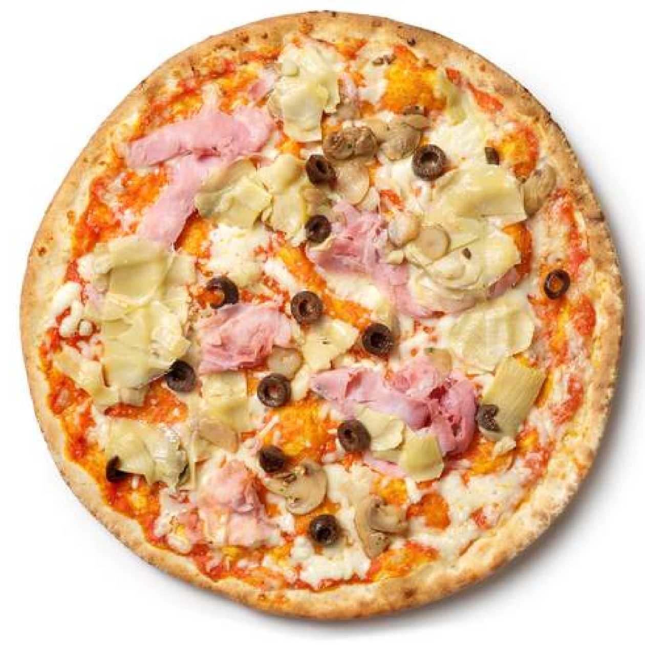 Pizza Capriciosa, cu blat subtire