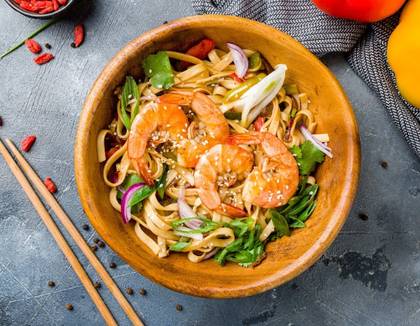 Udon rezance s krevetami