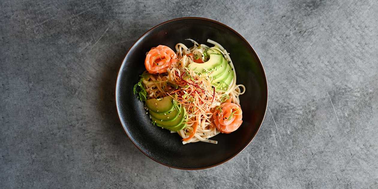 Udon Noodles Salmon and Avocado Salad