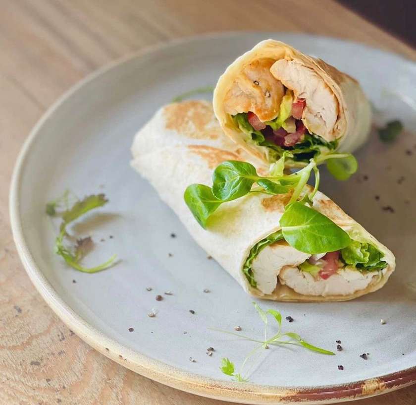 Chicken Avocado yoghurt-mustard wrap