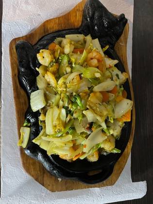 Shrimps on a hot plate