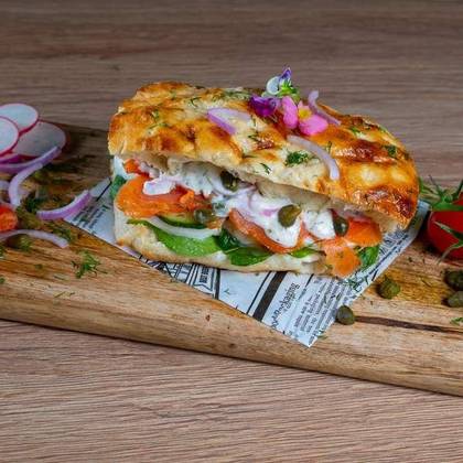 Salmon focaccia