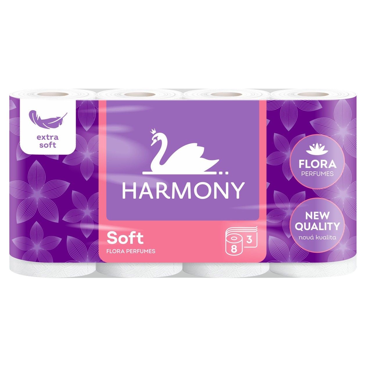 Harmony Soft Flora Perfumes Toaletní Papír 3 Vrstvy 8 Ks