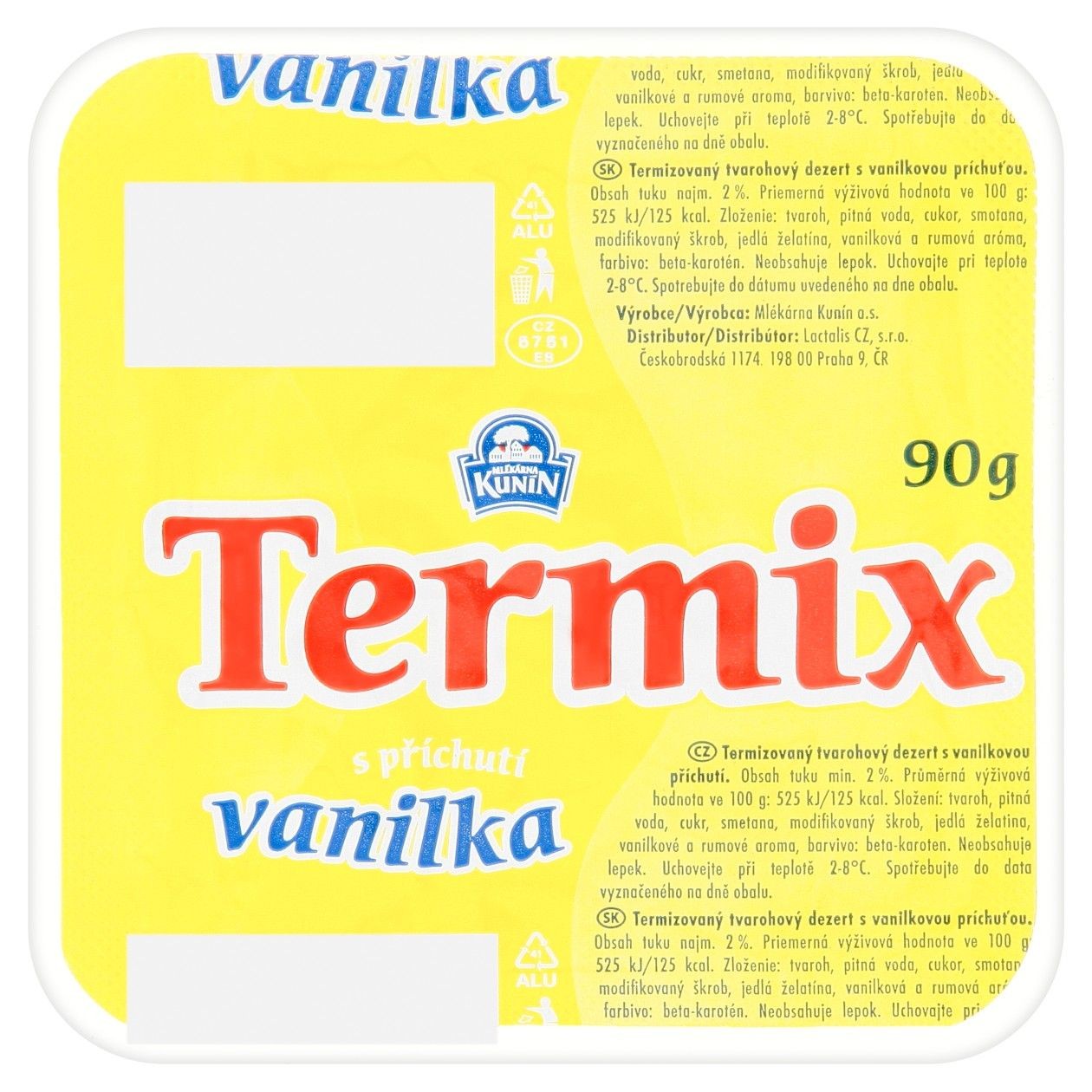 Mlékárna Kunín Termix S Tvarohem A Smetanou S Příchutí Vanilka 90g