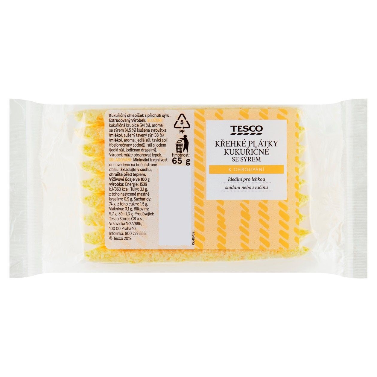 Tesco Křehké Plátky Kukuřičné Se Sýrem 65g