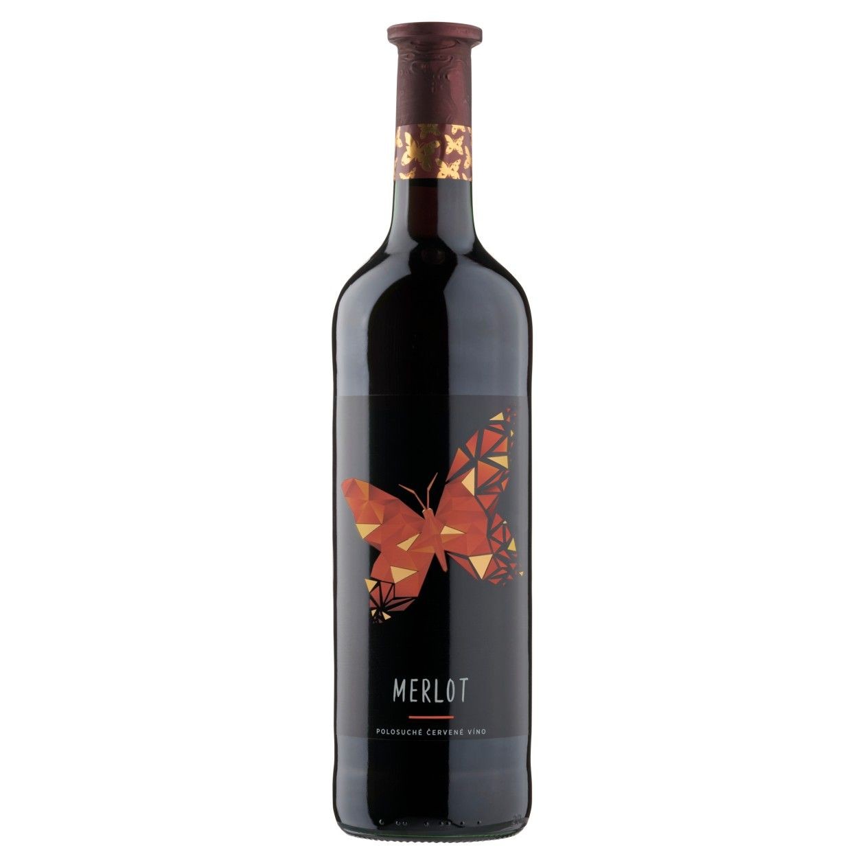 Motýl Merlot Polosuché Červené Víno 0,75L