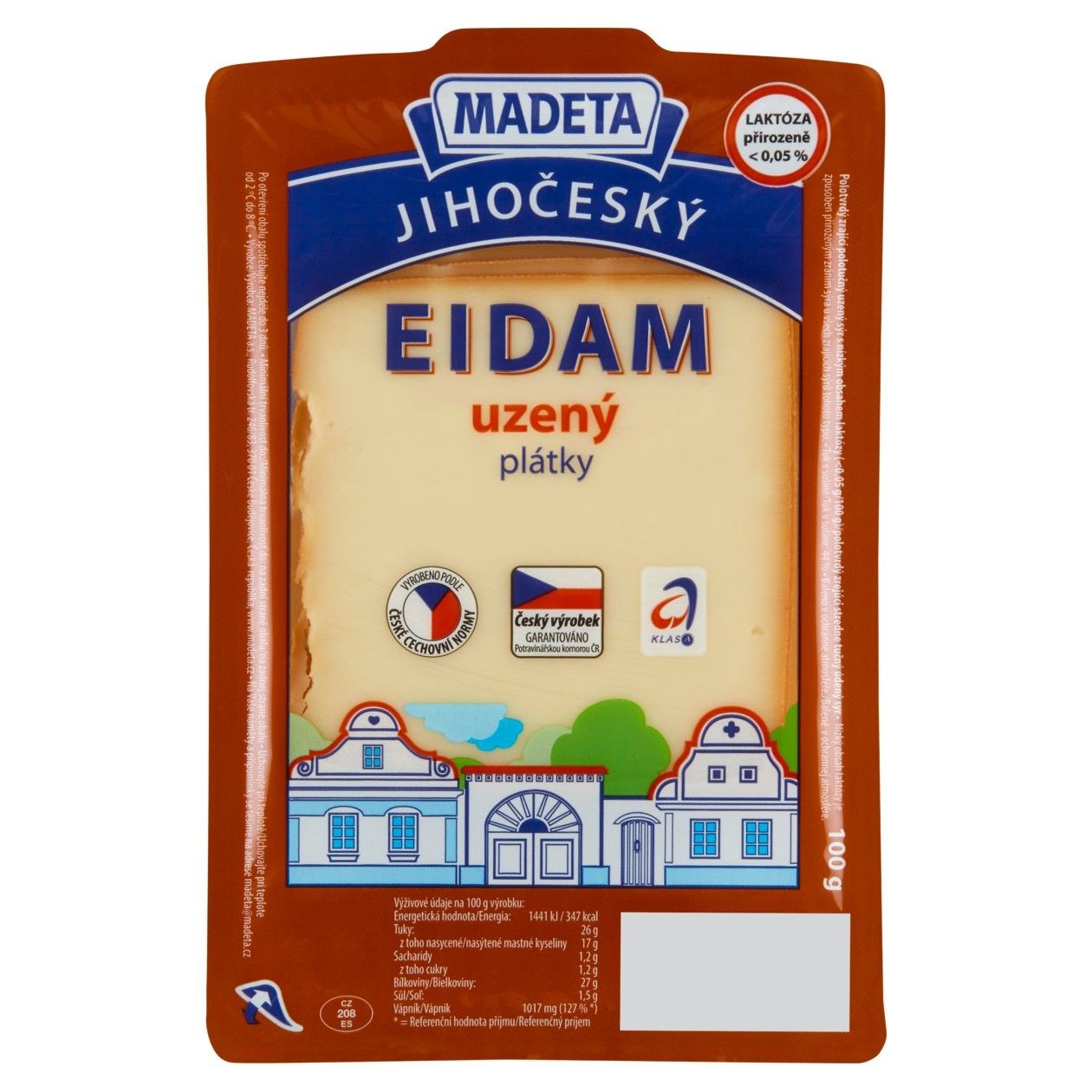 Madeta Jihočeský Eidam Uzený Plátky 100g