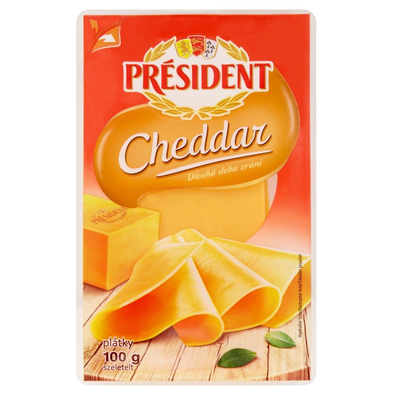 Président Cheddar Plátkový Sýr 100g