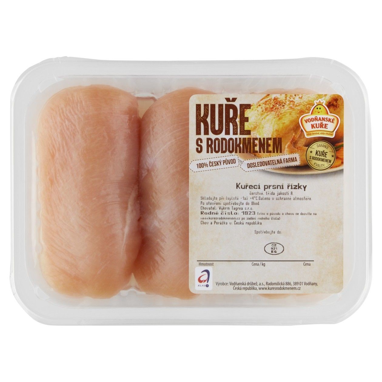 Vodňanské Kuře Kuřecí Prsní Řízky S Rodokmenem, 590g