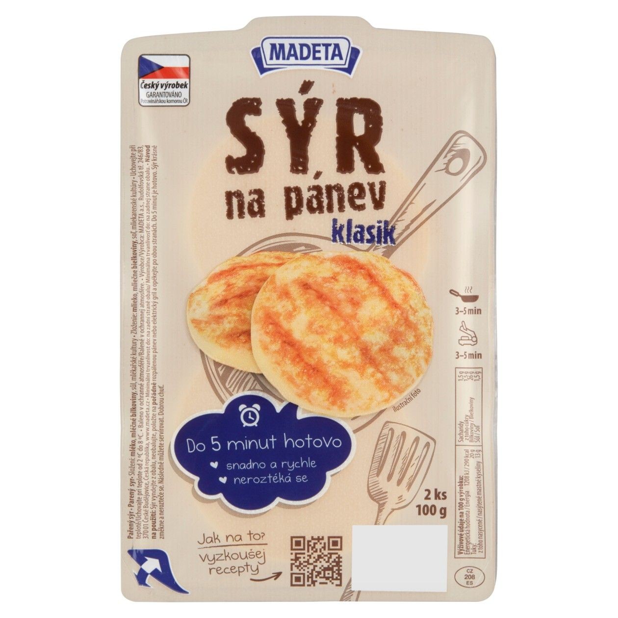 Madeta Sýr Na Pánev Klasik 2 Ks 100g