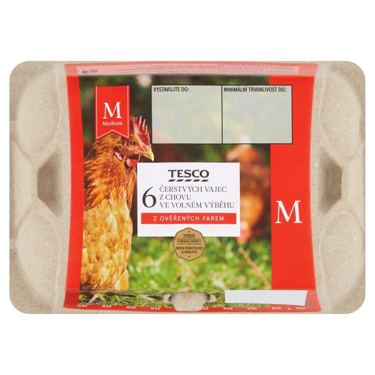 Tesco Čerstvá Vejce Z Chovu Ve Volném Výběhu M 6 Ks