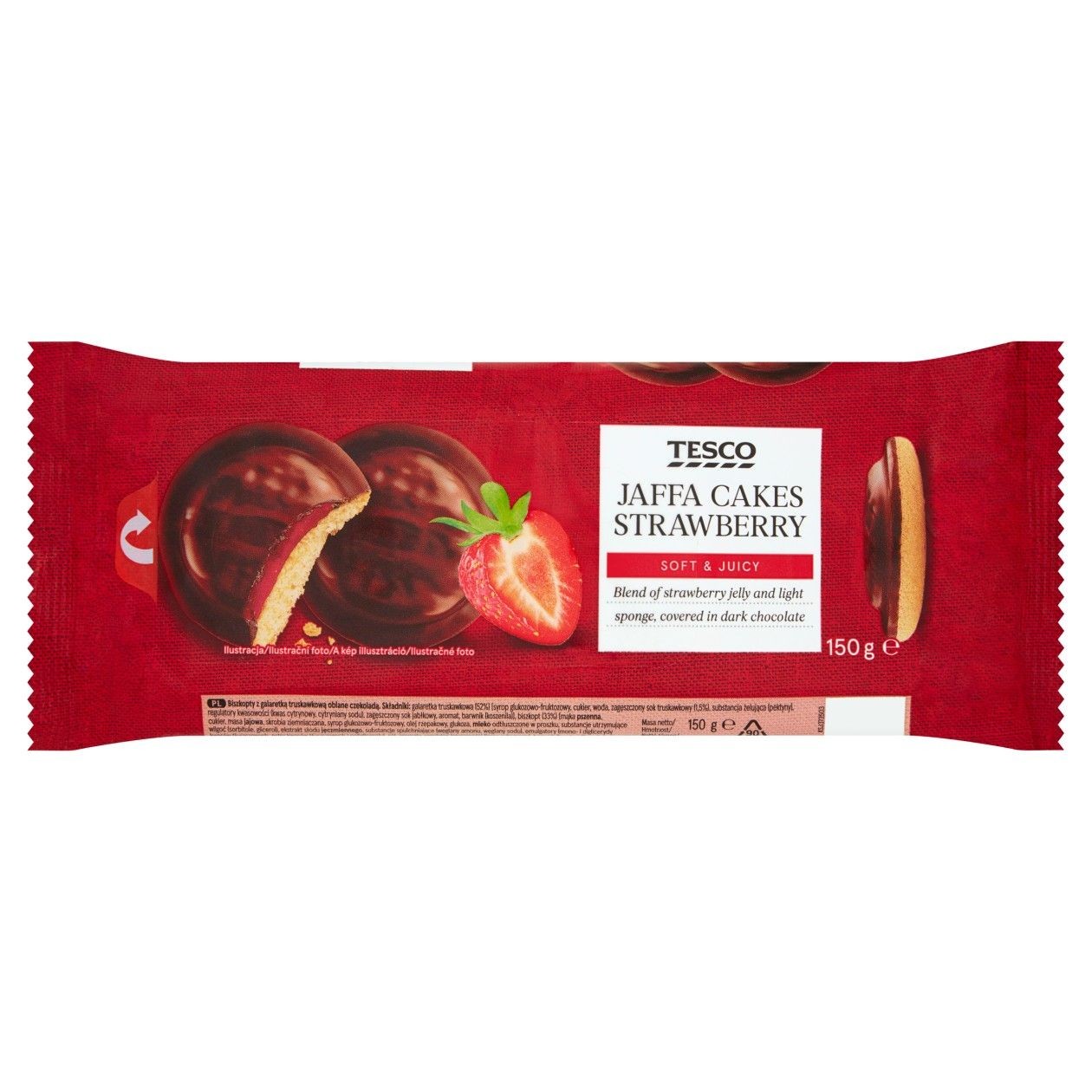 Tesco Jemné Pečivo S Jahodovým Želé Polomáčené V Hořké Čokoládě 150g