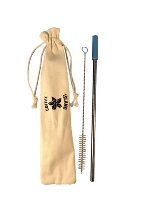 Reusable Metal Straw (Silver - Sky Blue)