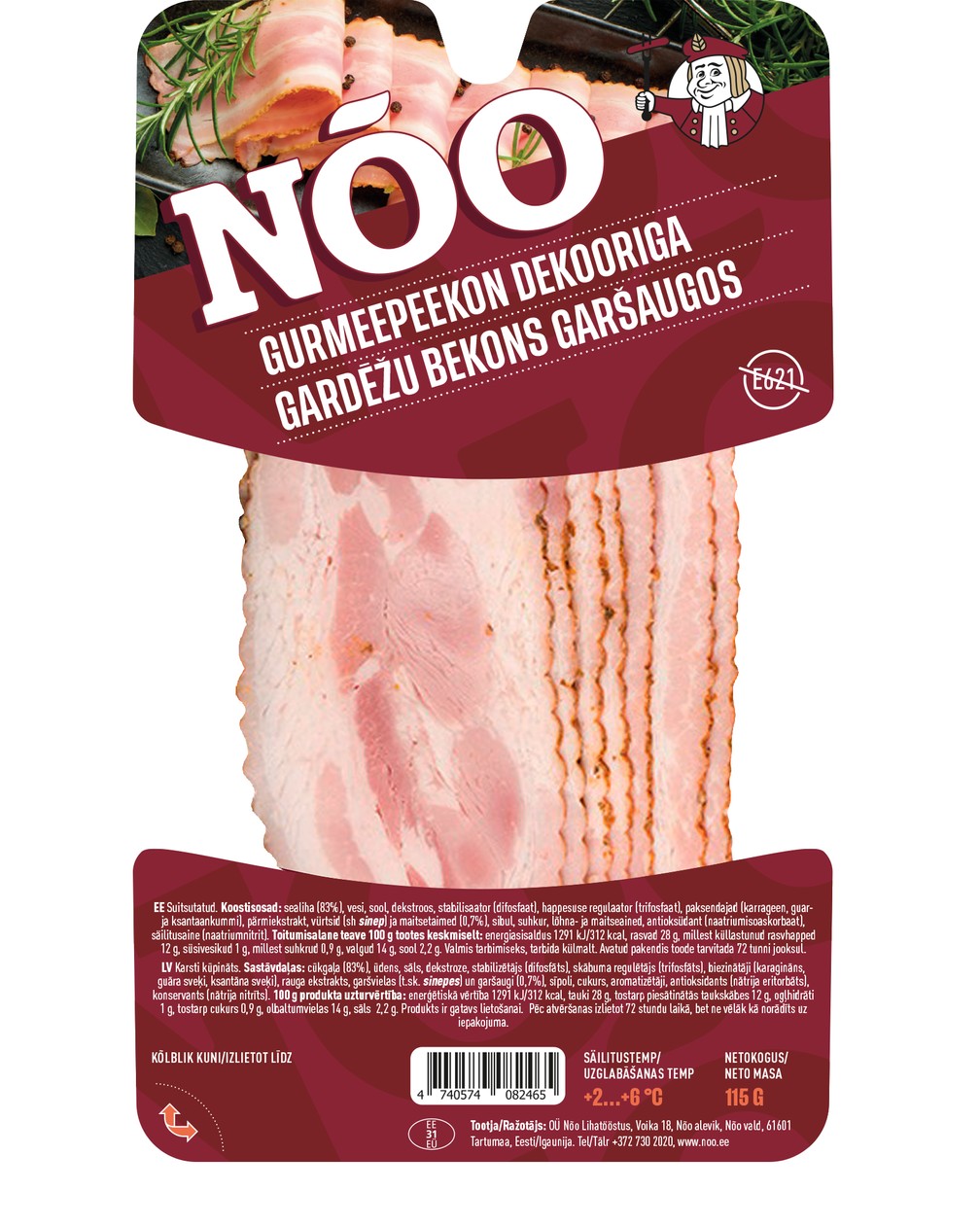 Gardēžu bekons garšaugos, Special, NOO, 115 g (termiņa atlaide)