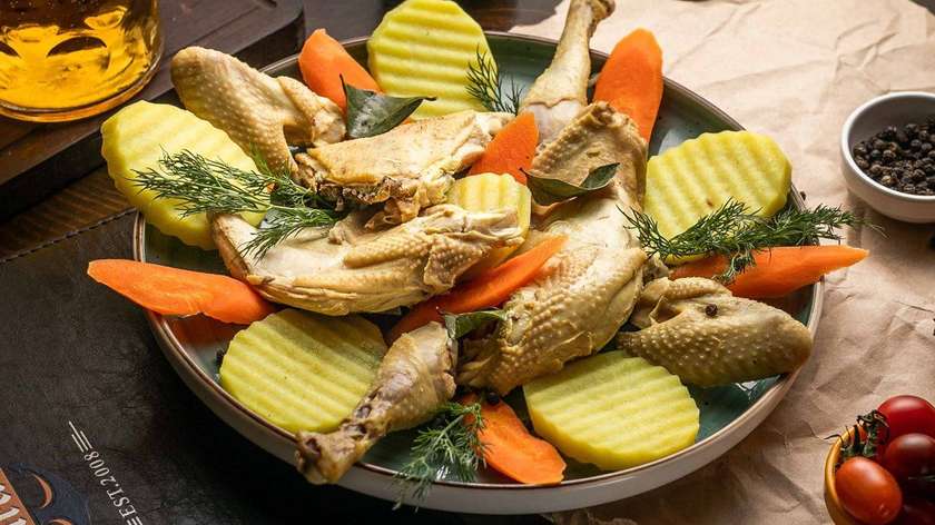 Boiled Village Chicken with Vegetables