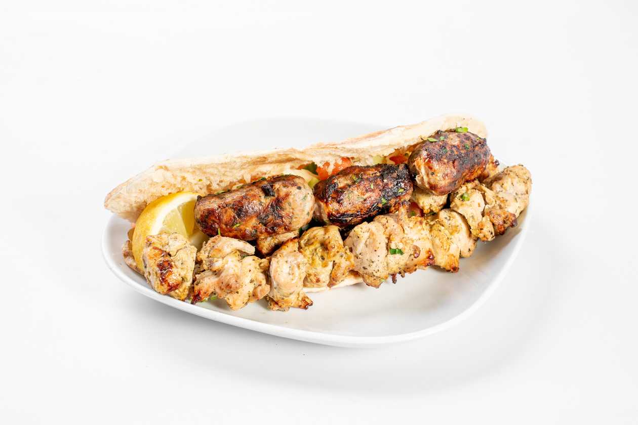 Chicken Souvlaki And Sheftalia Cypriot Pita Small
