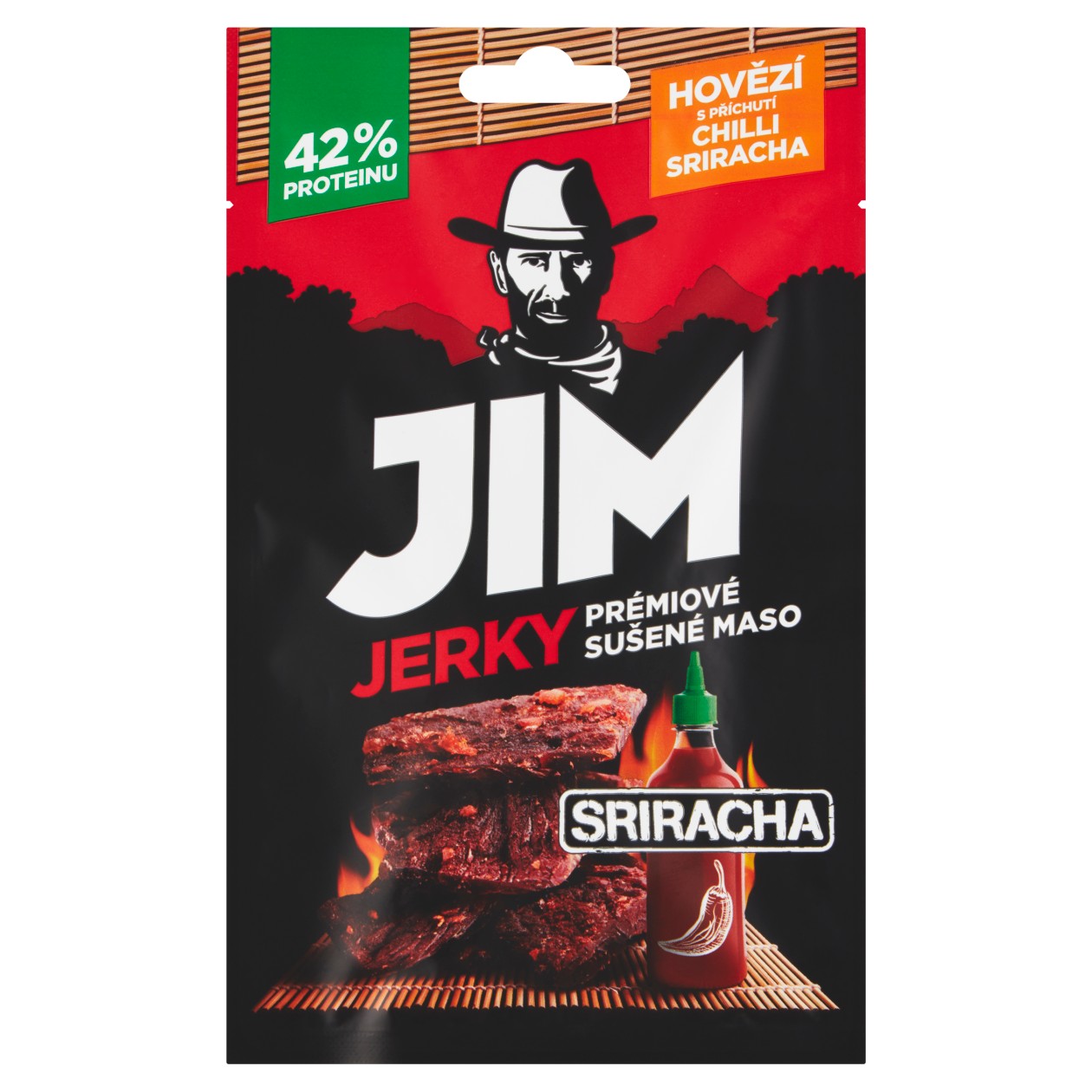Jim Jerky Premium Dried Meat Beef Chilli Sriracha 23g