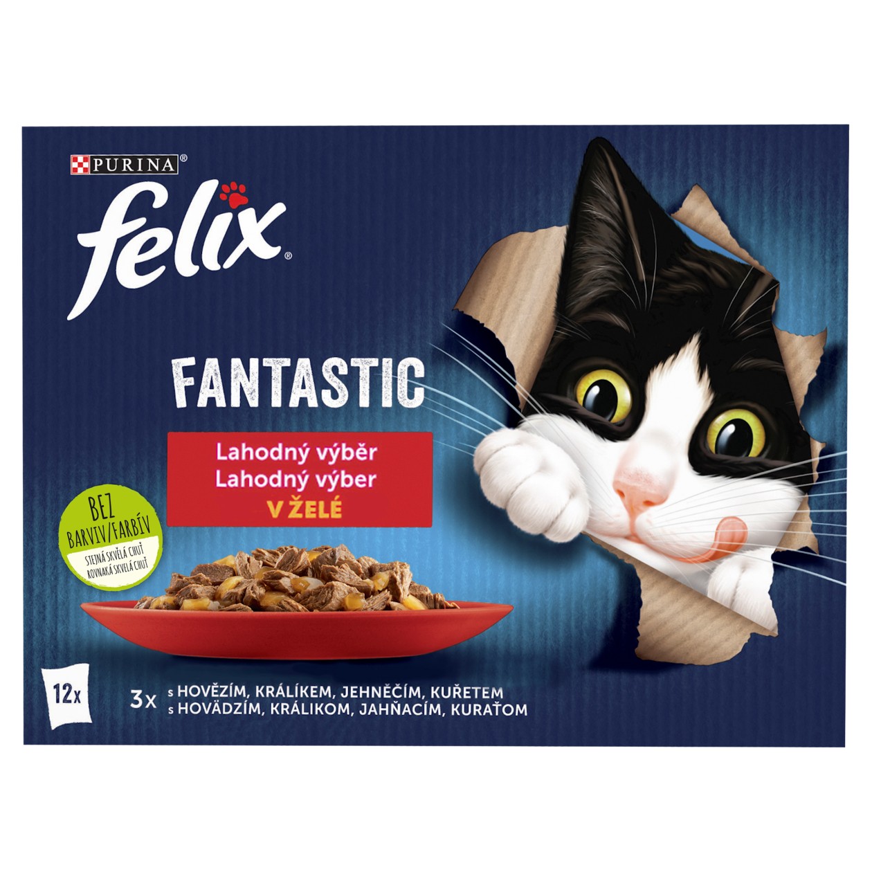 Felix Fantastic Lahodný Výběr S Kuřetem, S Hovězím, S Králíkem, S Jehněčím 12 X 85g