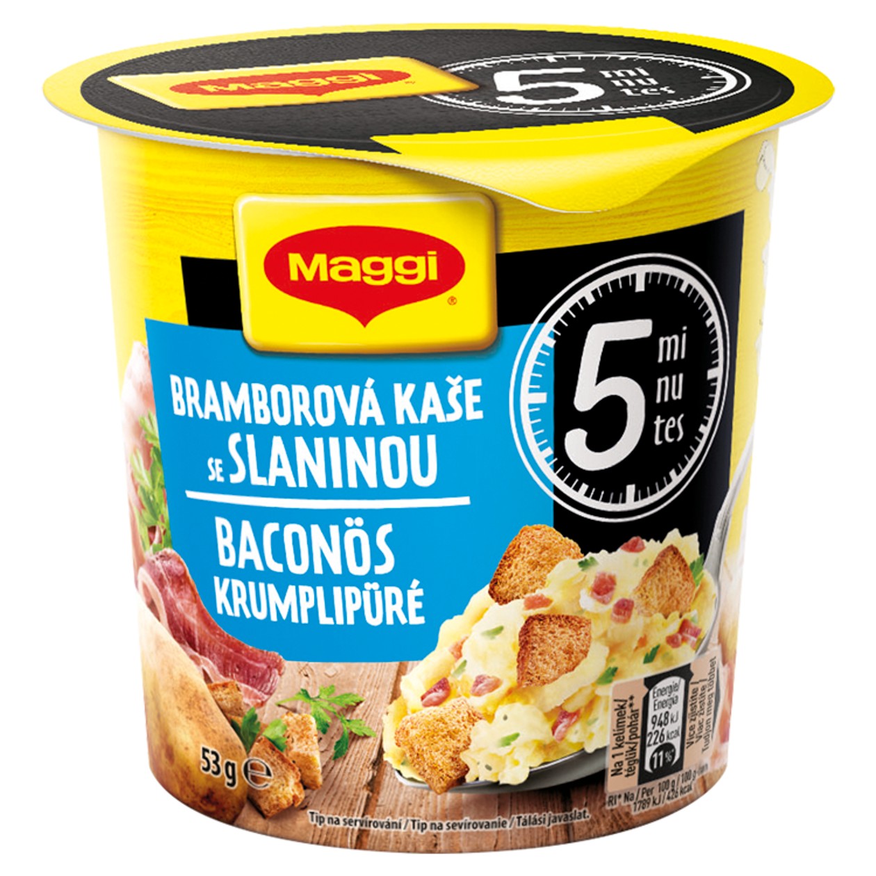 Maggi 5 Minutes Bramborová Kaše Se Slaninou Kelímek 53g