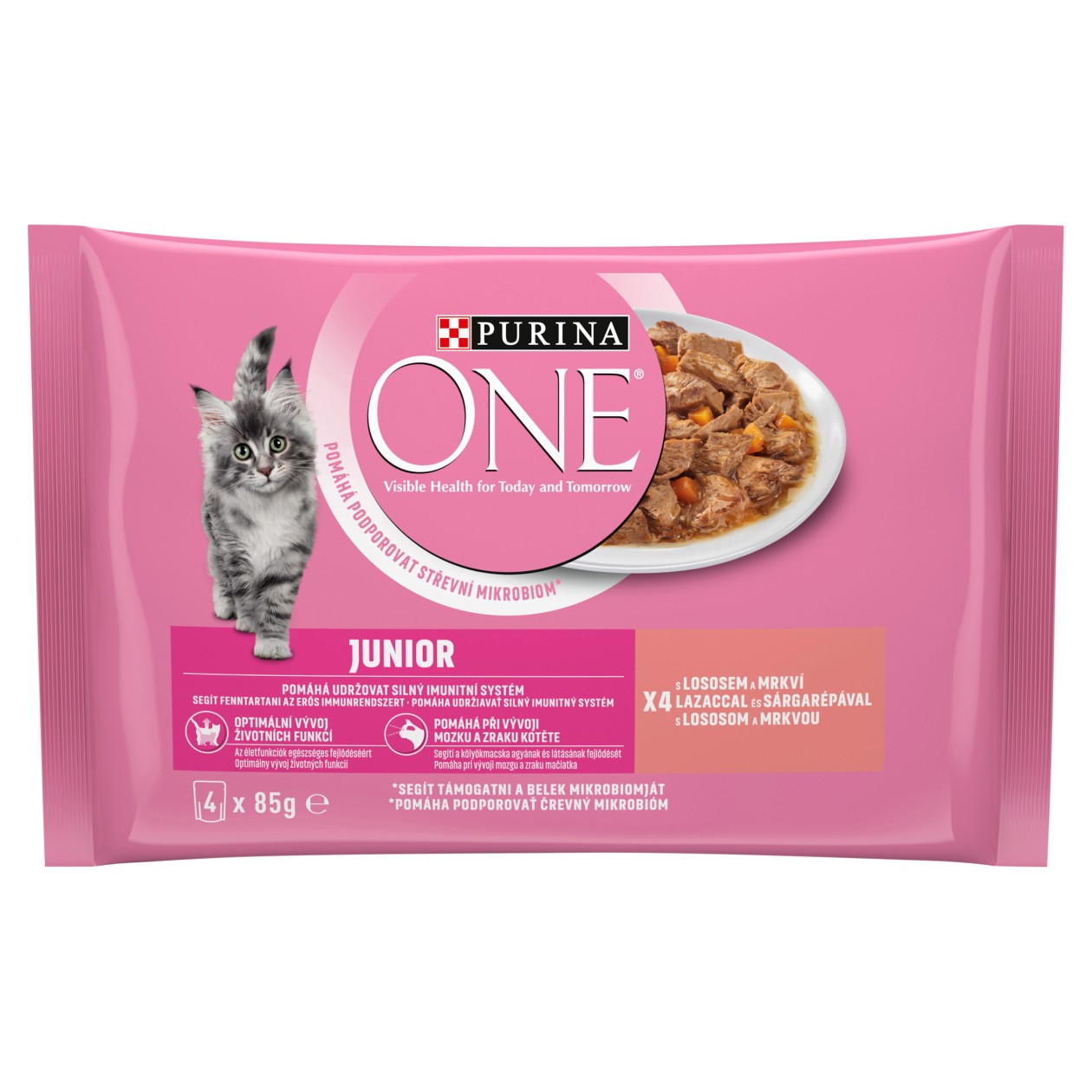 Purina One Junior Mini Filetky S Lososem A Mrkví Ve Šťávě 4 X 85g