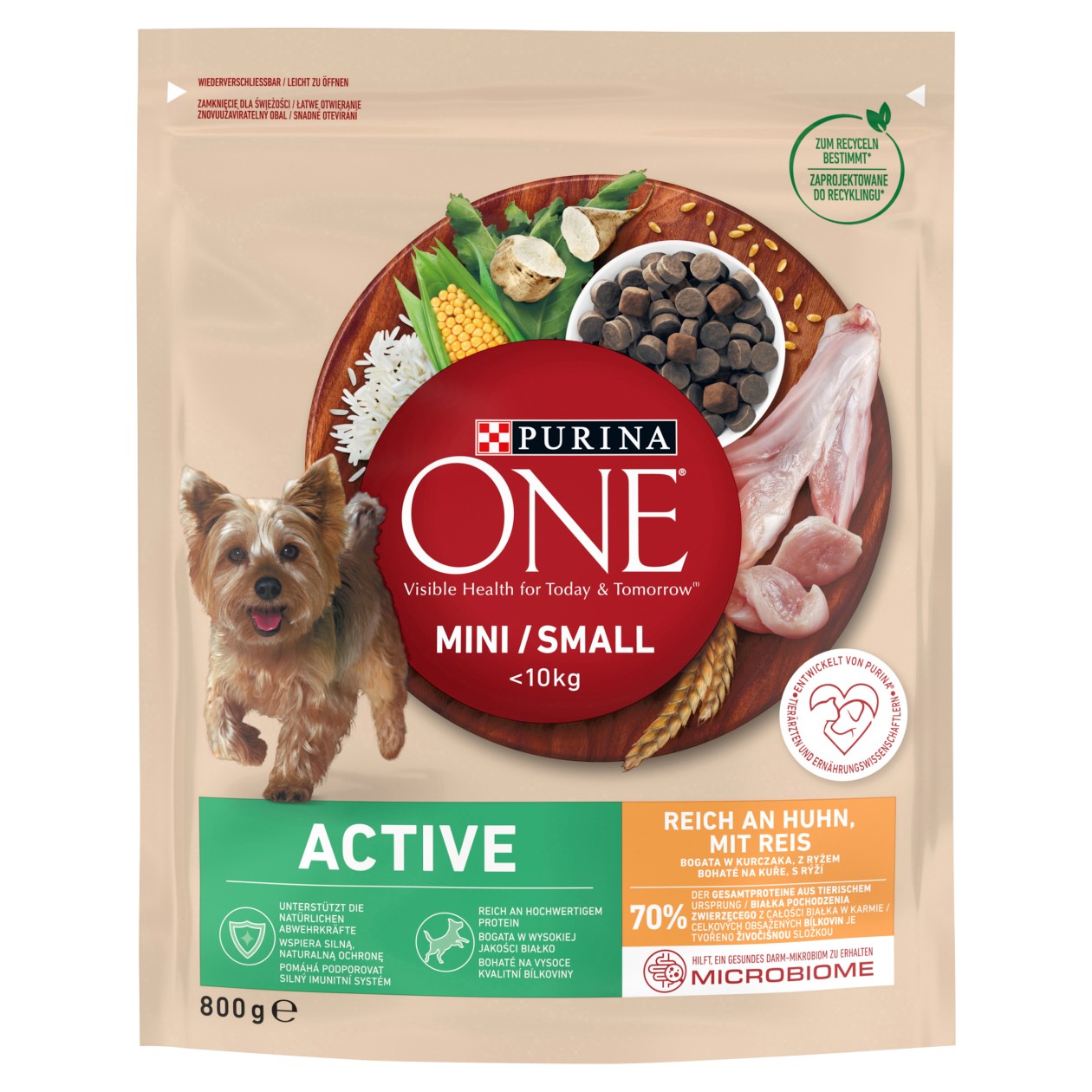 Purina One Mini/Small < 10Kg Active Bohaté Na Kuře, S Rýží 800g