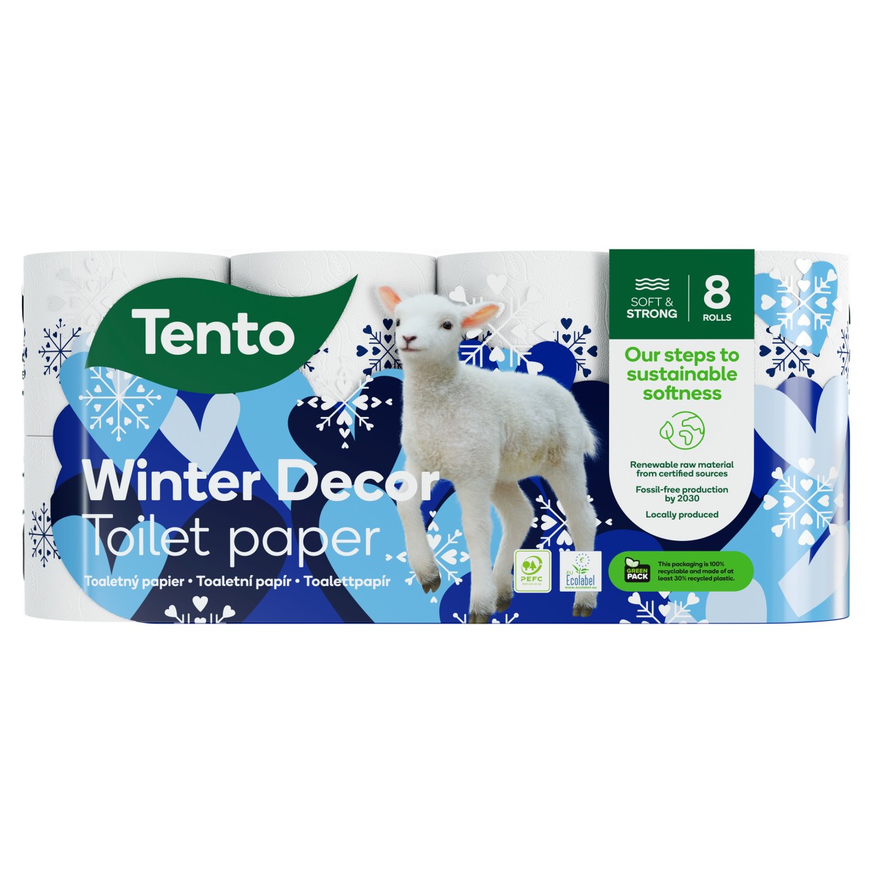 Tento Winter Decor Toaletní Papír 3 Vrstvy 8 Rolí