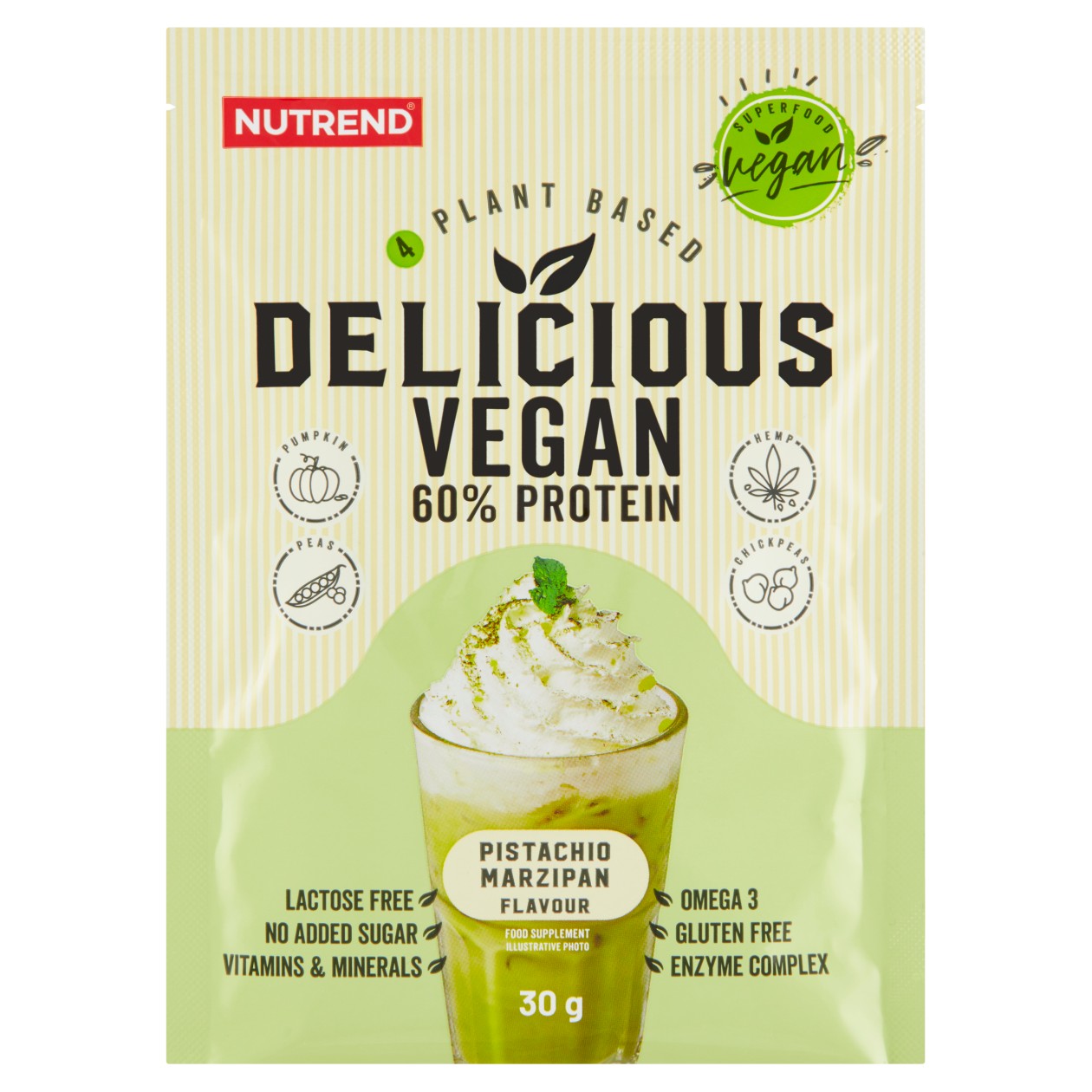 Nutrend Delicious Vegan Protein Příchuť Pistácie + Marcipán 30g