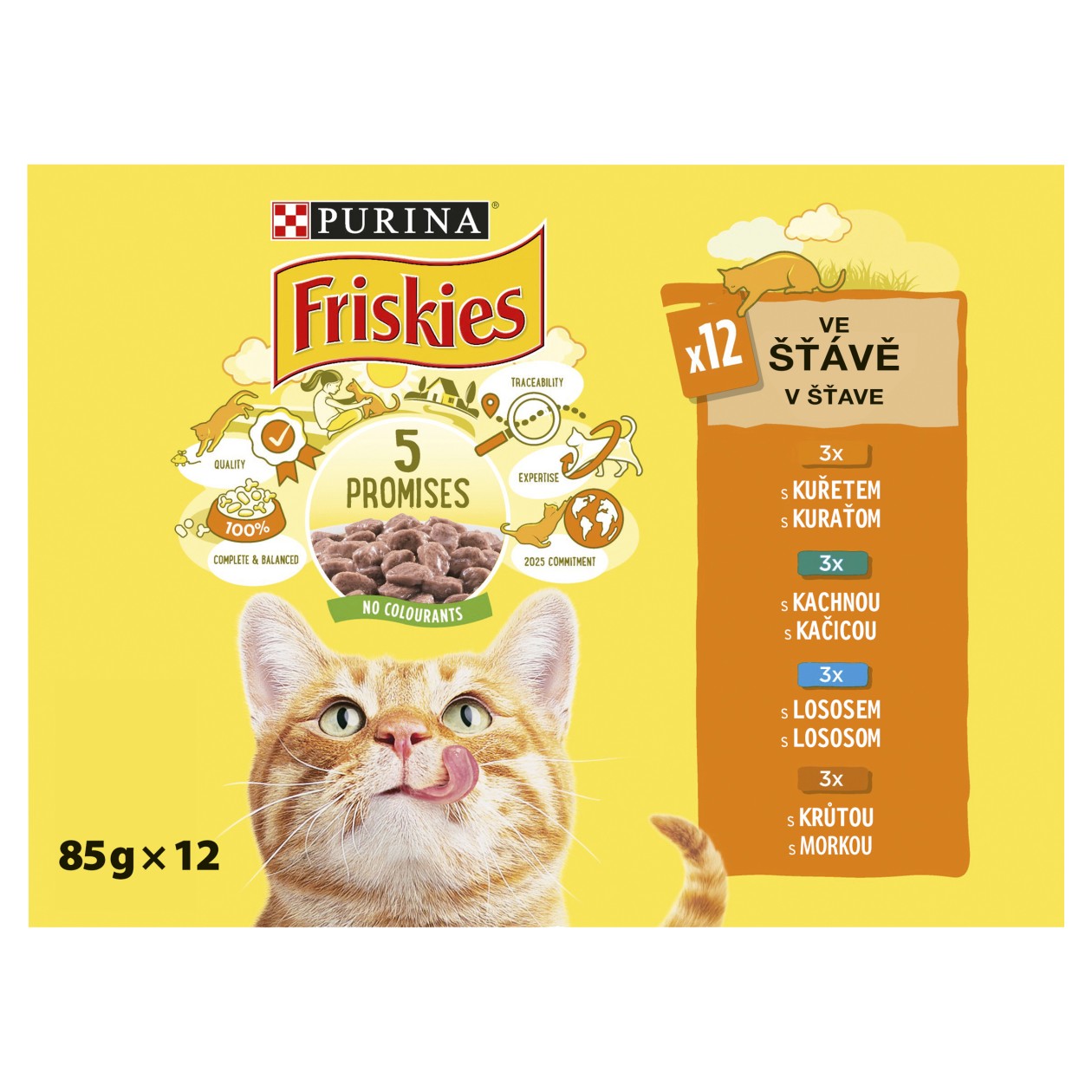 Purina Friskies Multipack S Kuřetem, Lososem, Kachnou, Krůtou Ve Šťávě 12 X 85g
