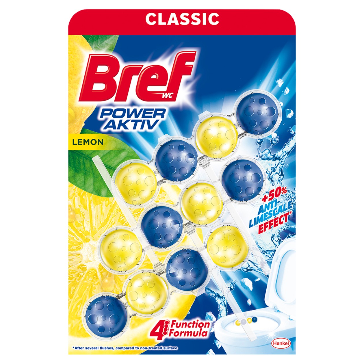Bref Power Aktiv Lemon Tuhý Wc Blok 3 X 50g