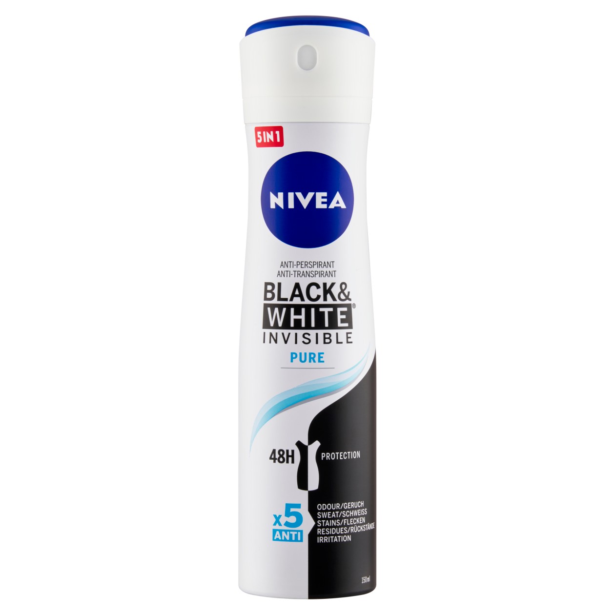 Nivea Black & White Invisible Pure Antiperspirant 150Ml